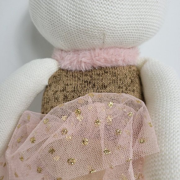 Spark Create Imagine Knit Plush Holiday Winter Bunny Rabbit Rattle Crinkle New - Picture 3 of 16